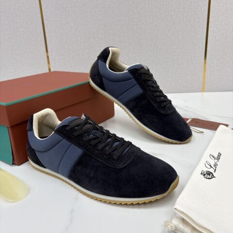 Loro Piana  Fast Walk 男士绒面牛皮拼接休闲运动鞋