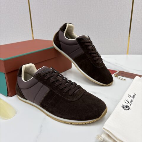Loro Piana  Fast Walk 男士绒面牛皮拼接休闲运动鞋