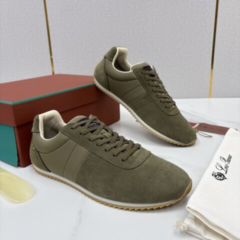 Loro Piana  Fast Walk 男士绒面牛皮拼接休闲运动鞋