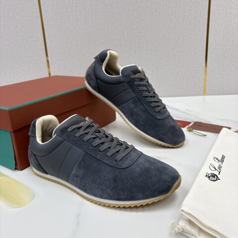 Loro Piana  Fast Walk 男士绒面牛皮拼接休闲运动鞋