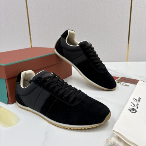 Loro Piana  Fast Walk 男士绒面牛皮拼接休闲运动鞋