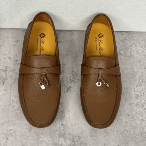 LoroPiana sole Walk男士莫卡辛鞋 货号：FAN0236皮面浅咖