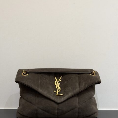 YSL 𝑷𝒖𝒇𝒇𝒆𝒓 𝑩𝒂𝒈绗缝麂皮磨砂 型号：577476 麂皮•麝香金