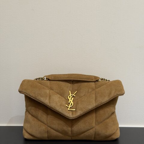 YSL 𝐏𝐮𝐟𝐟𝐞𝐫迷你绗缝双链条 型号：759337 麂皮•双链条