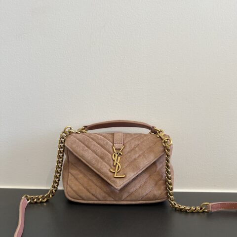 YSL  𝗺𝗶𝗻𝗶 𝗰𝗼𝗹𝗹𝗲𝗴𝗲 麂皮链条小邮差 款号 ：779430 麂皮粉色