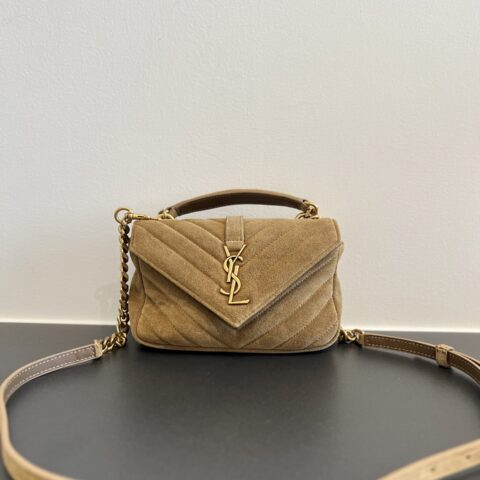 YSL  𝗺𝗶𝗻𝗶 𝗰𝗼𝗹𝗹𝗲𝗴𝗲 麂皮链条小邮差 款号 ：779430麂皮棕色