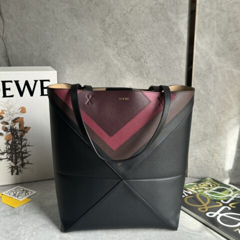 FENDI puzzle fold 系列可折叠托特包 0693暗红色调拼色