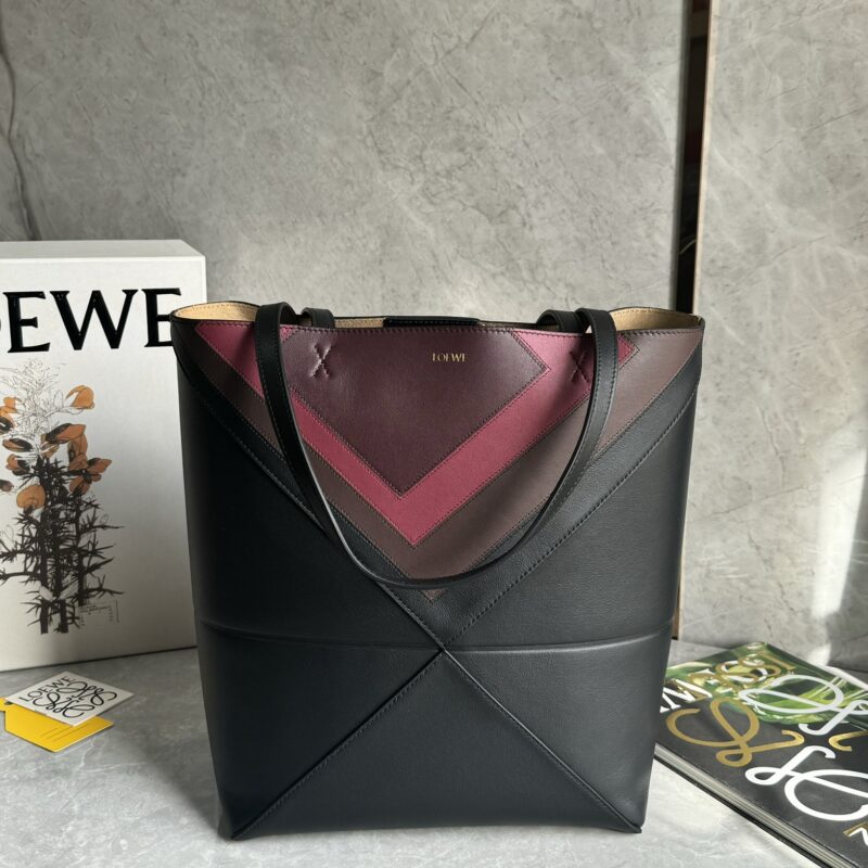 FENDI puzzle fold 系列可折叠托特包 0693暗红色调拼色