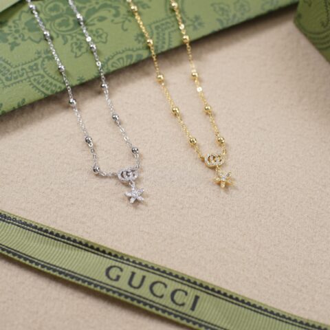 GUCCI 花朵双g珠子项链