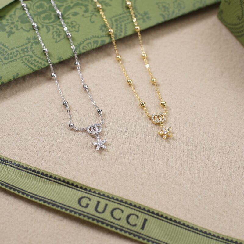 GUCCI 花朵双g珠子项链