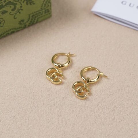 GUCCI 字母双g金色耳环