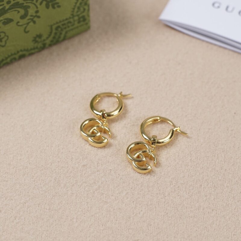 GUCCI 字母双g金色耳环