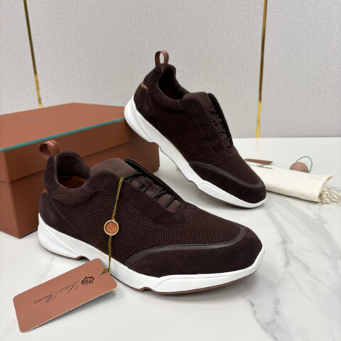 Loro Piana 男士科技网布拼接反毛皮休闲运动鞋