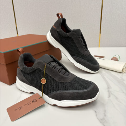 Loro Piana 男士科技网布拼接反毛皮休闲运动鞋