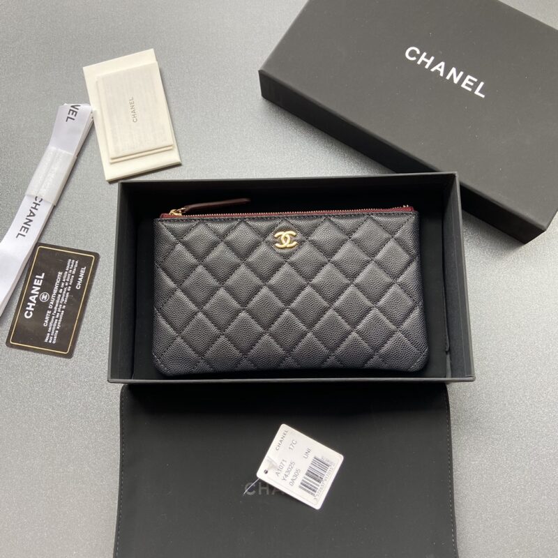 CHANEL 小香进口意大利颗粒小牛皮 货号:A107 黑色细球纹皮金色钢唛