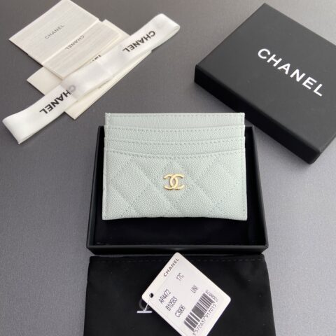 CHANEL 小香进口意大利皮 货号:AP 4472 淺藍細球金色钢唛