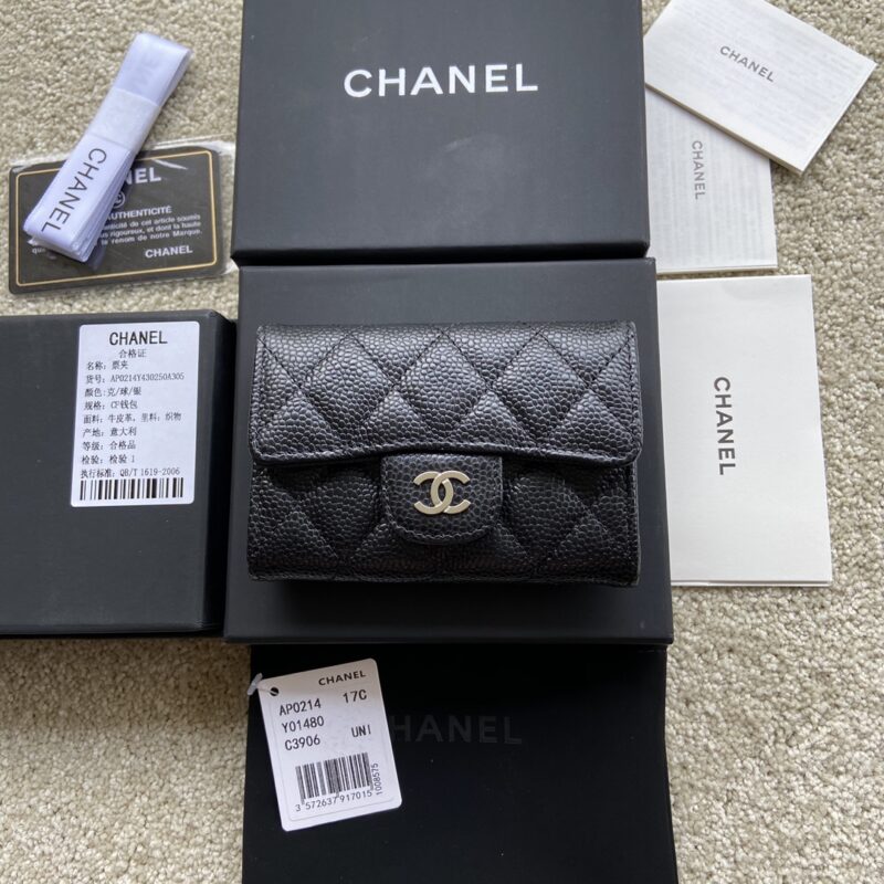 CHANEL 小香进口意大利皮 货号:AP0214 黑色球纹银色钢唛