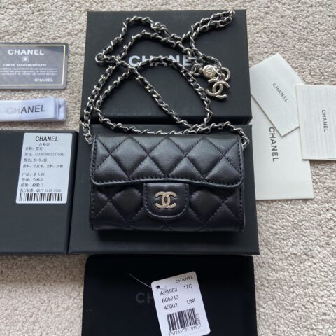 CHANEL 小香进口意大利皮 货号:A81081 黑色羊皮银色钢唛