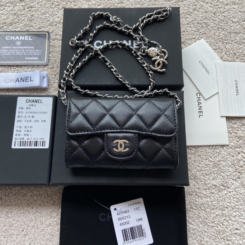 CHANEL 小香进口意大利皮 货号:A81081 黑色羊皮银色钢唛