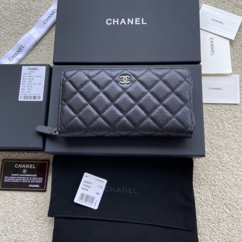 CHANEL 小香进口意大利颗粒小牛皮 货号:A50097 黑色球纹发银色钢唛