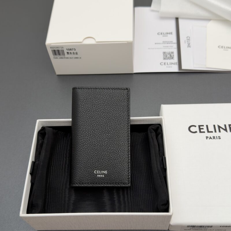 CELINE 牛皮革竖款卡包 编号:10K873 BZR.38SI 10782 10873 黑色全皮