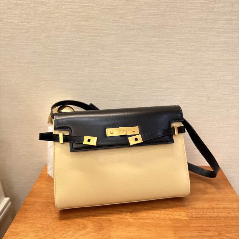 YSL 𝙈𝙖𝙣𝙝𝙖𝙩𝙩𝙖𝙣 𝙗𝙖𝙜 型号:579271 黑配杏
