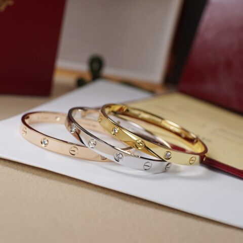 Cartier 卡地亚love宽版四钻手镯