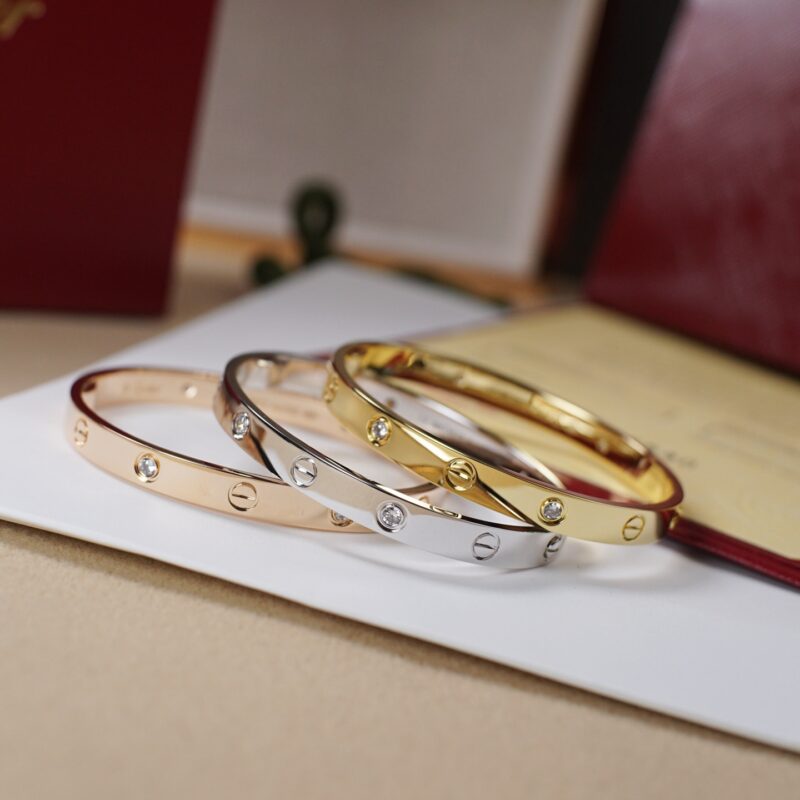 Cartier 卡地亚love宽版四钻手镯