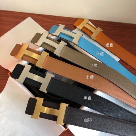 Hermes男款3.8cm精钢四角拉丝焊点金属扣