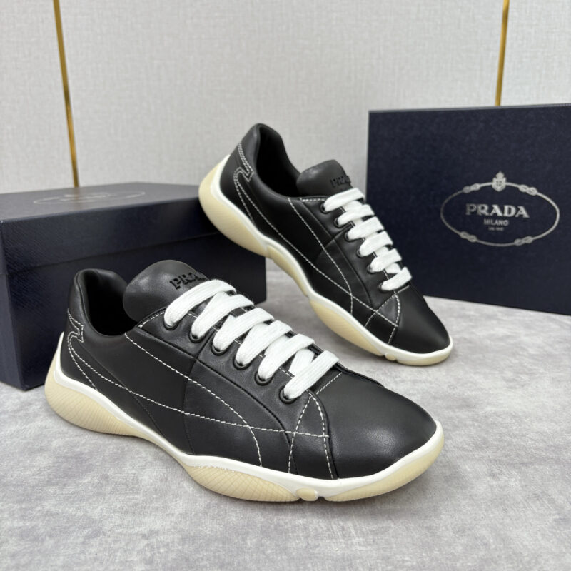 PRADA 新款男士皮革拼接休闲运动鞋