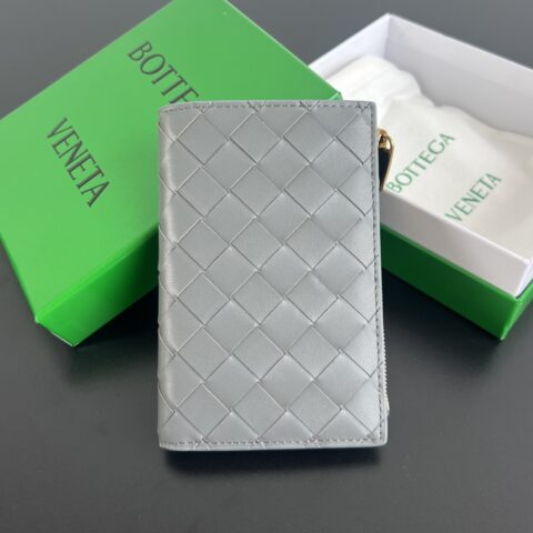 BV  编织双折拉链钱包 749940闪电灰