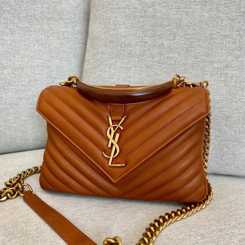 YSL 木柄焦糖色邮差包 392737
