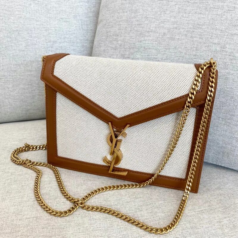 YSL 𝑪𝑨𝑺𝑺𝑨𝑵𝑫𝑹𝑨_型号:532750棕色配帆布𝟮𝟮𝙘𝙢