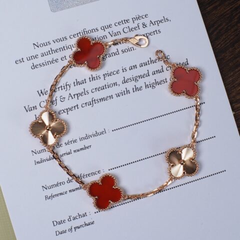 Van Cleef&Arpels vca红玛瑙镭射五花手链