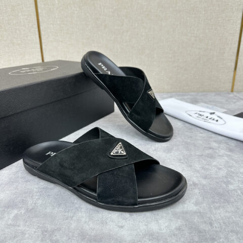 PRADA 新款男士柔软羊皮拖鞋
