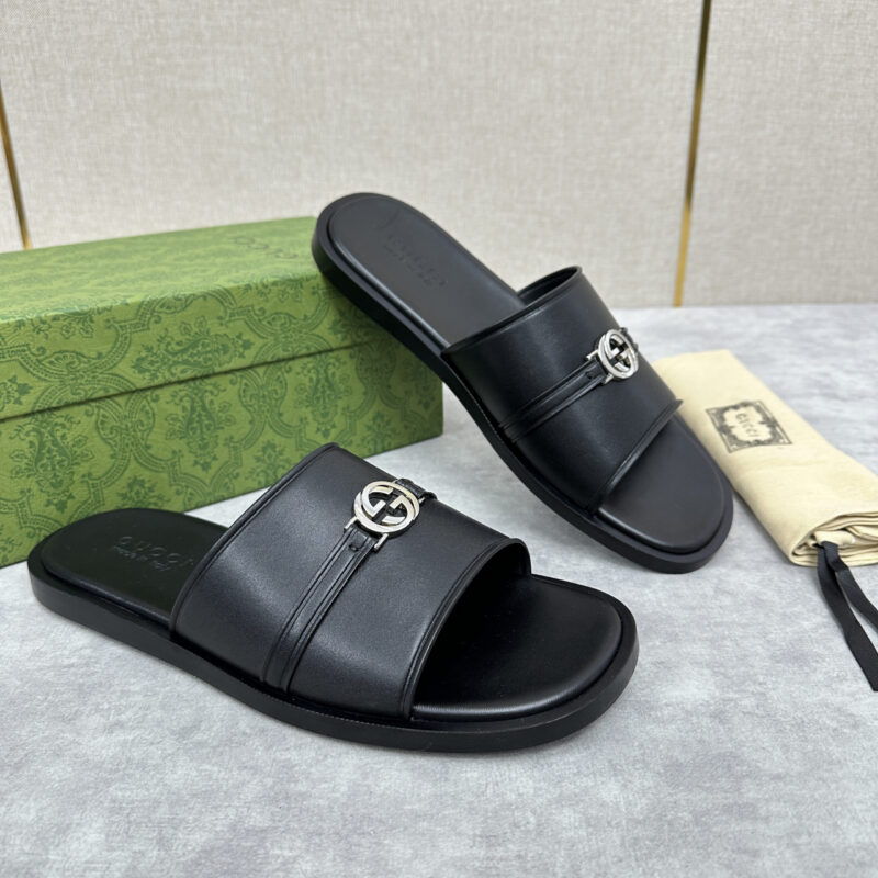 GUCCI 男士圆形互扣式双G拖鞋