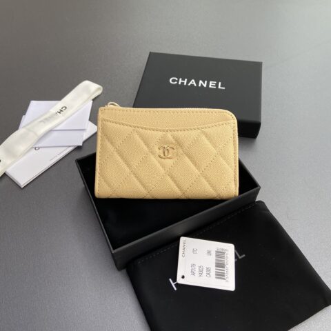 CHANEL  小香小拉链包卡包系列 编号:3179  杏细球金