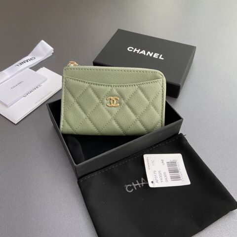 CHANEL  小香小拉链包卡包系列 编号:3179  希腊绿细球金