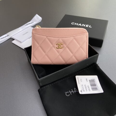 CHANEL  小香小拉链包卡包系列 编号:3179  粉细球金