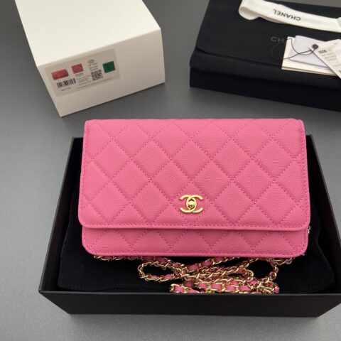 CHANEL 小香进口意大利魚仔醬小牛皮 货号:AP4241玫瑰色細球紋金色鋼唛