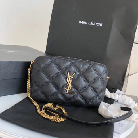 YSL BECKY双拉链绗缝小羊皮手拿包 411415