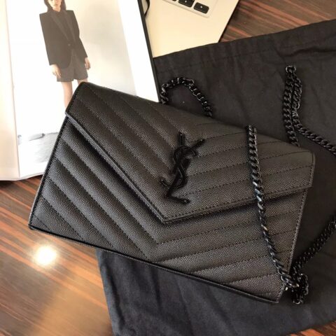 YSL 鱼子酱woc 22cm600415 黑色黑扣