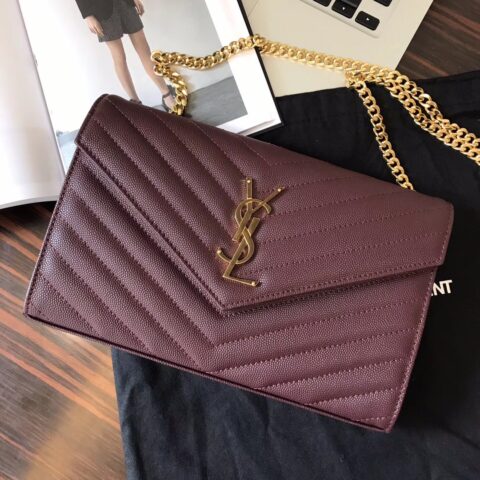 YSL 鱼子酱woc 22cm 600415 枣红