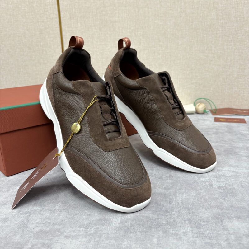 Loro Piana  Week End Walk 男士牛皮拼接反毛皮休闲运动鞋