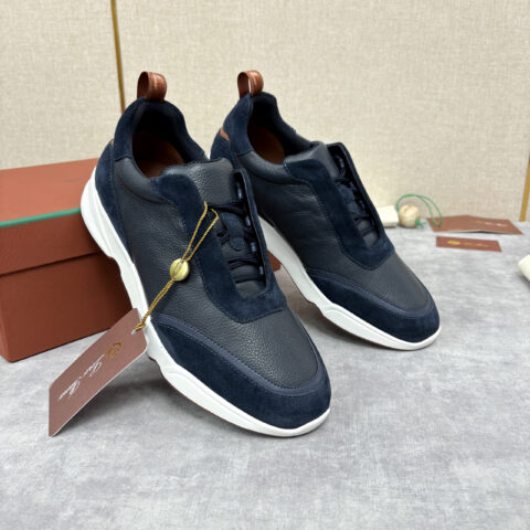Loro Piana  Week End Walk 男士牛皮拼接反毛皮休闲运动鞋