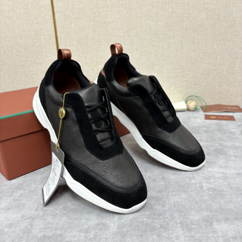 Loro Piana  Week End Walk 男士牛皮拼接反毛皮休闲运动鞋