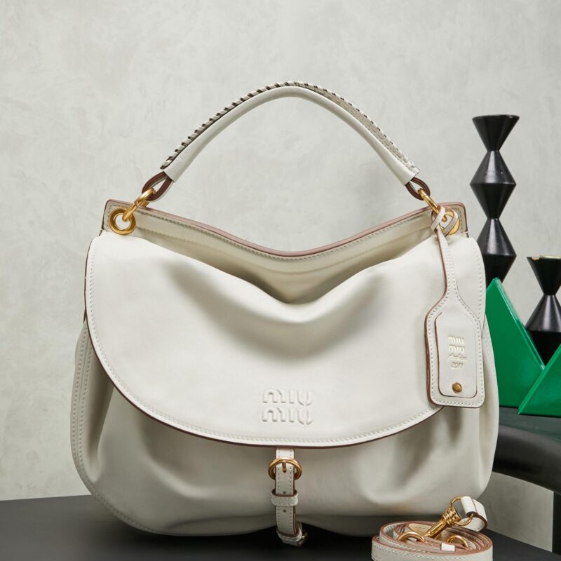 MIUMIU Rendez-vous皮革包袋5BC219白色