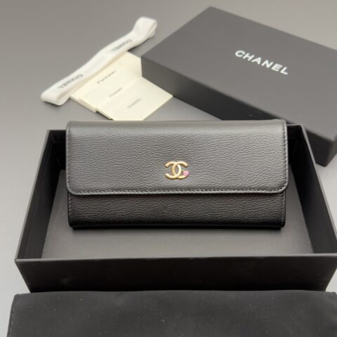 CHANEL 小香钱包系列 编号:5305 黑色牛皮金色五金