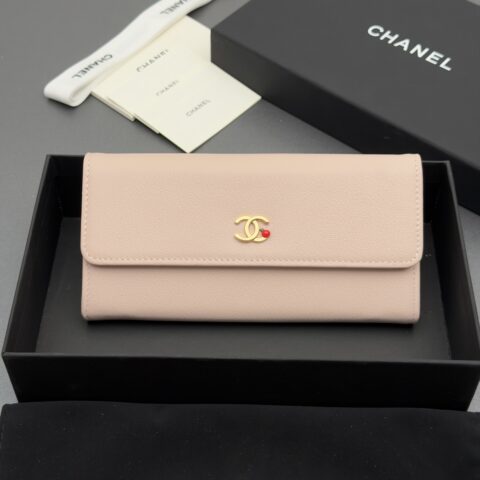 CHANEL 小香钱包系列 编号:5305 粉色牛皮金色五金