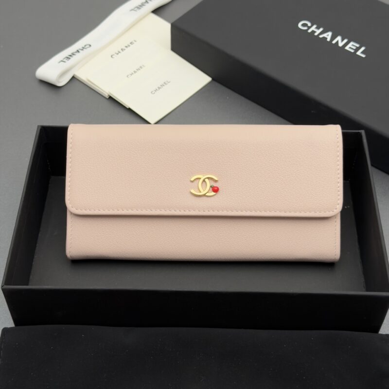 CHANEL 小香钱包系列 编号:5305 粉色牛皮金色五金
